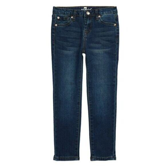 New! 7 FOR ALL MANKIND Big Girls Dark Wash Stretch Denim Skinny Jeans - Picture 1 of 8